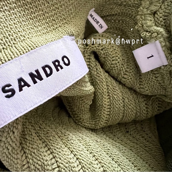 SANDRO 🌻 Lina Knit Ruffle Tank Top Blouse Gold Button Down Olive Green XS 0 1 - Picture 6 of 12